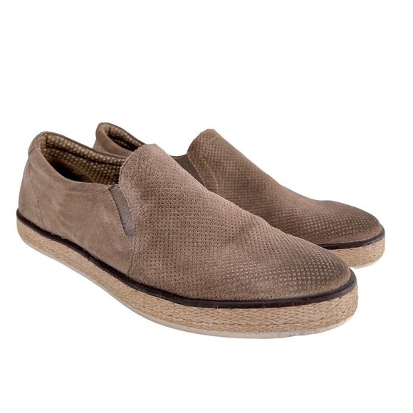 Bed Stu Shoes Roan Melvern Gray Suede Slip On Laser Cut Espadrille